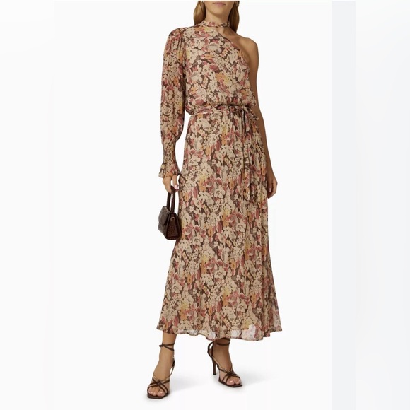Polo Ralph Lauren Dresses & Skirts - Polo Ralp Lauren Micele One Shoulder Brown Floral Midi Dress